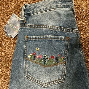 S.O.N.G jeans with floral stitching